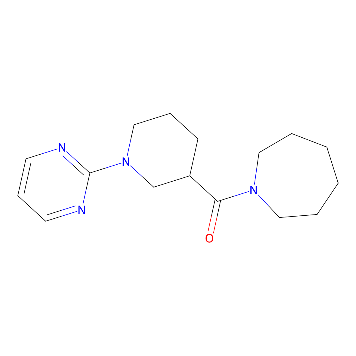 1-[(1-Pyrimidin-2-ylpiperidin-3-yl)carbonyl]azepane molecular structure, CAS 2181007-92-9