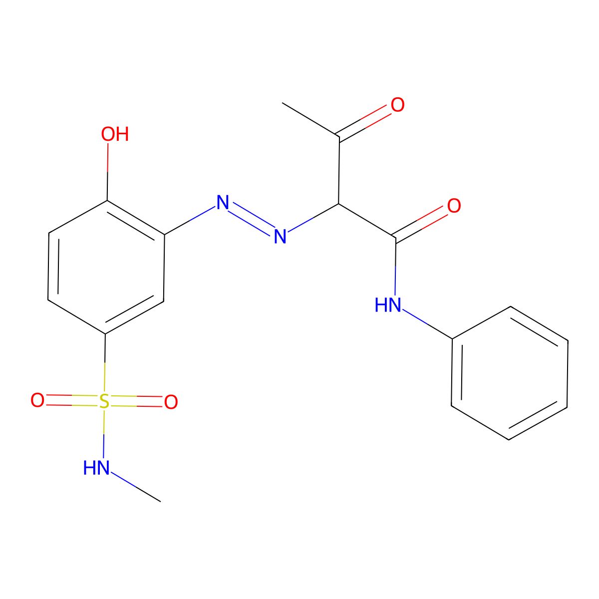 Butanamide, 2-[2-[2-hydroxy-5-[(methylamino)sulfonyl]phenyl]diazenyl]-3-oxo-N-phenyl- molecular structure, CAS 21811-94-9