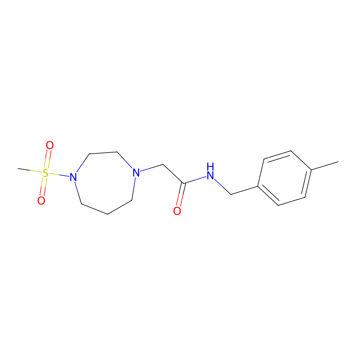 2-(4-methanesulfonyl-1,4-diazepan-1-yl)-N-[(4-methylphenyl)methyl]acetamide molecular structure, CAS 2181117-53-1