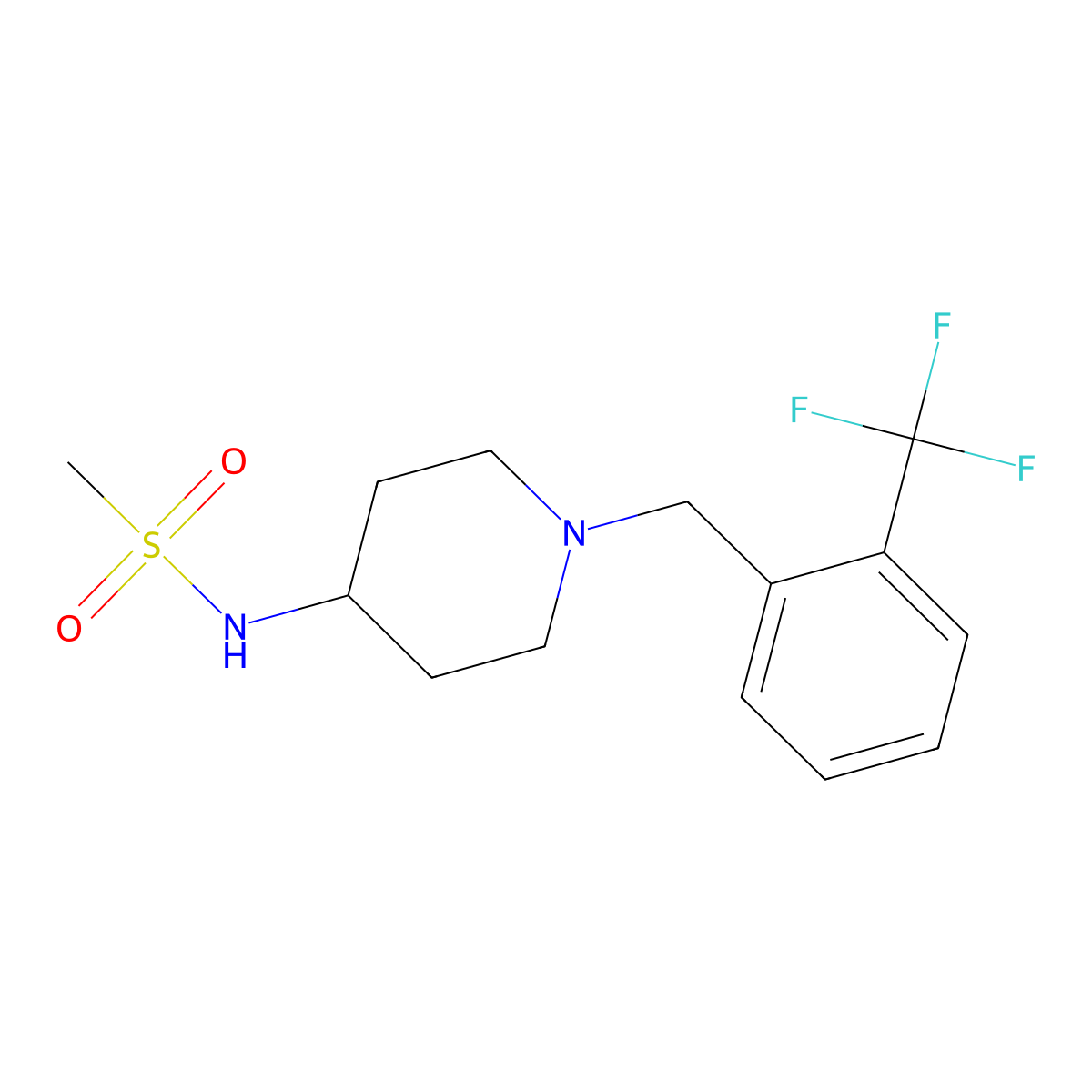 N-(1-{[2-(trifluoromethyl)phenyl]methyl}piperidin-4-yl)methanesulfonamide molecular structure, CAS 2181133-95-7