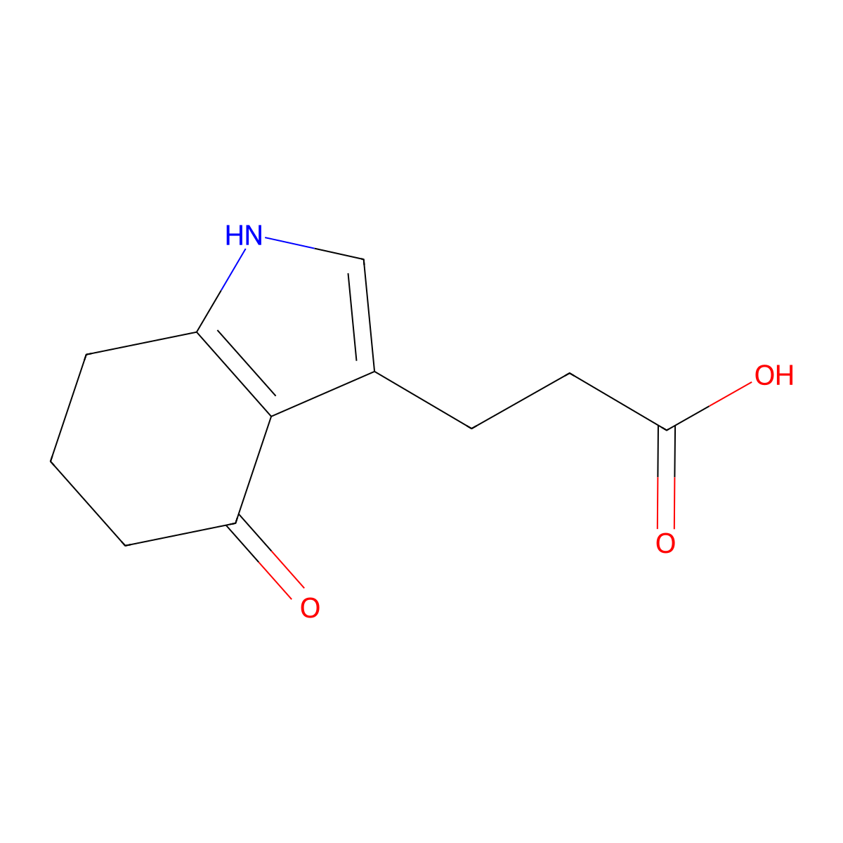 3-(4-oxo-4,5,6,7-tetrahydro-1H-indol-3-yl)propanoic acid molecular structure, CAS 218129-12-5