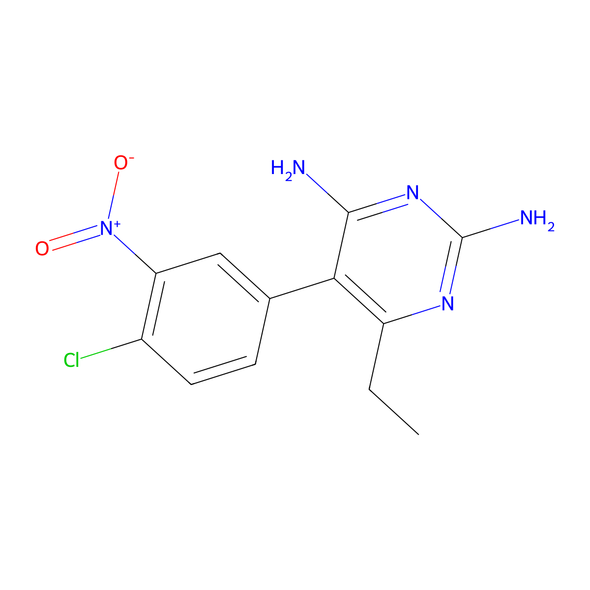 2,4-Diamino-5-(3-amino-4-chloro-5-nitrophenyl)-6-ethylpyrimidine molecular structure, CAS 21813-35-4