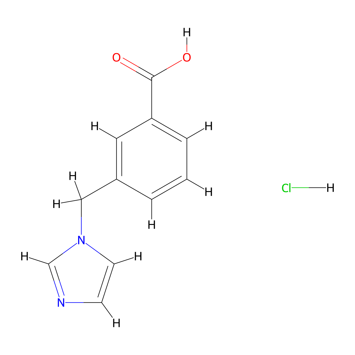 3-((1H-imidazol-1-yl)methyl)benzoic acid hydrochloride molecular structure, CAS 218131-32-9