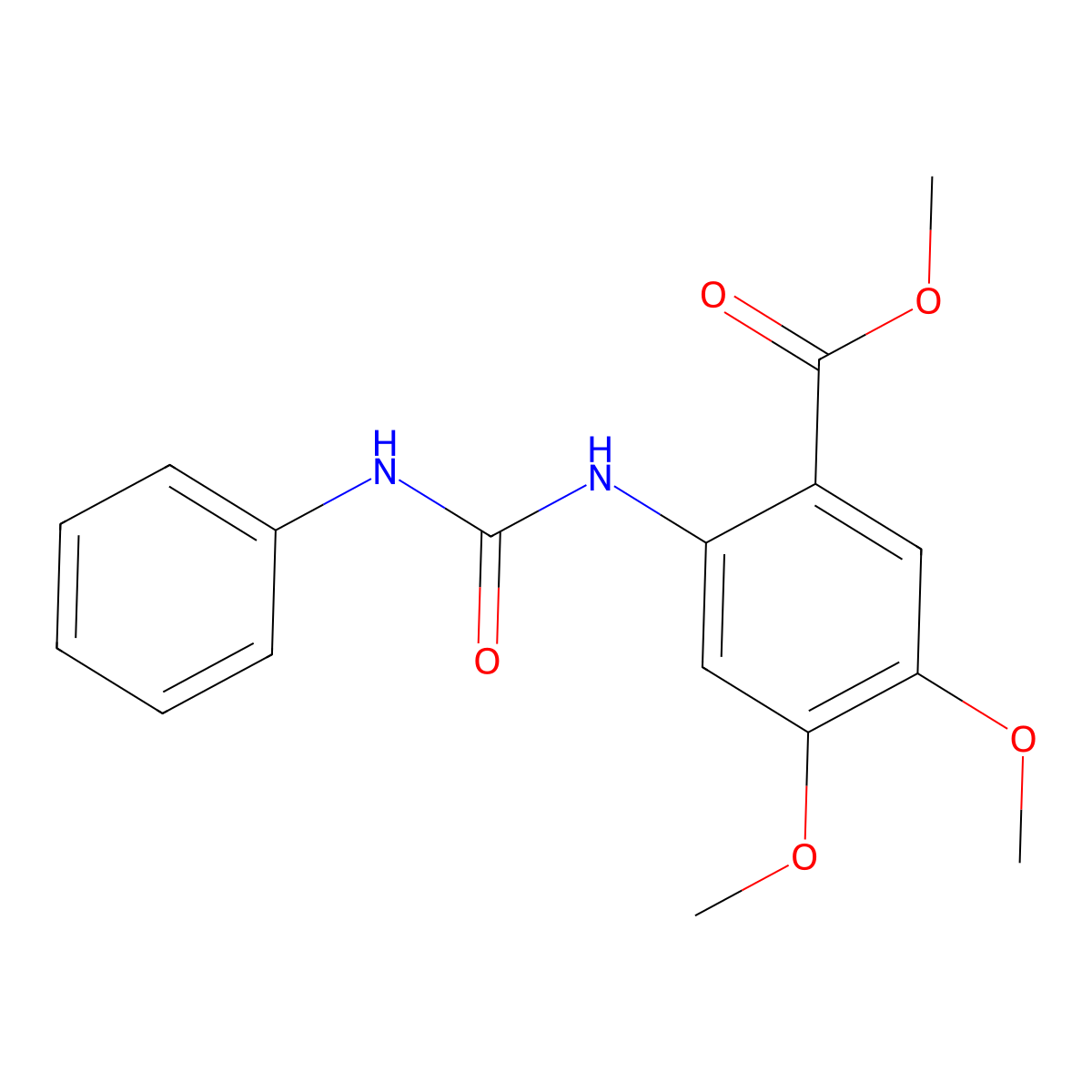 Methyl 4,5-dimethoxy-2-[(phenylcarbamoyl)amino]benzoate molecular structure, CAS 218134-94-2