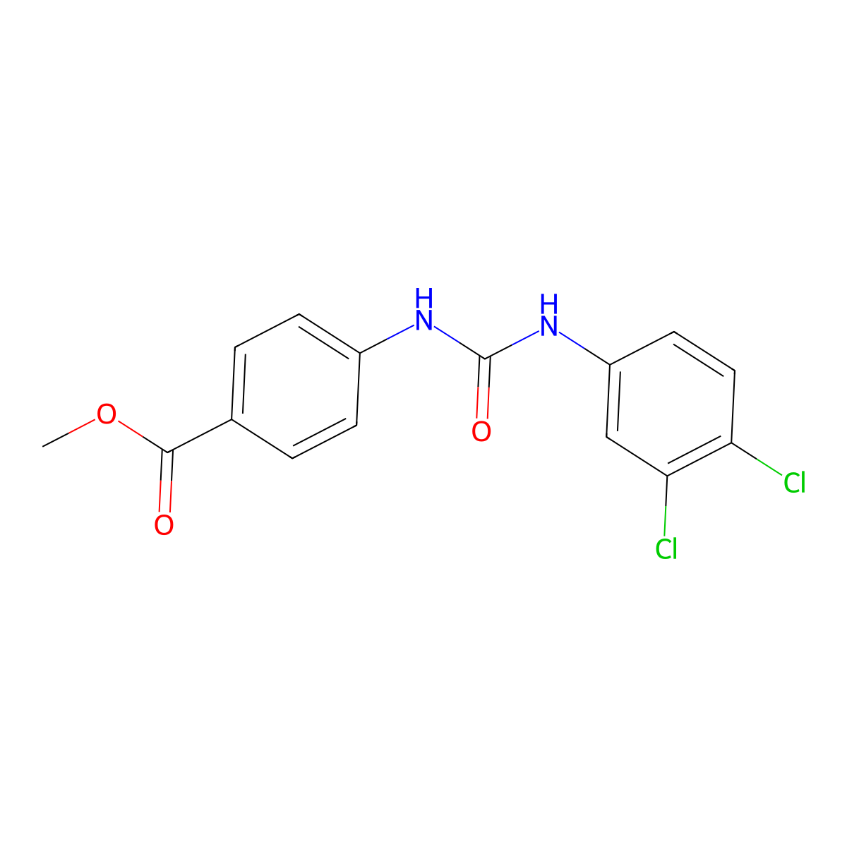 Methyl 4-[(3,4-dichlorophenyl)carbamoylamino]benzoate molecular structure, CAS 218135-59-2