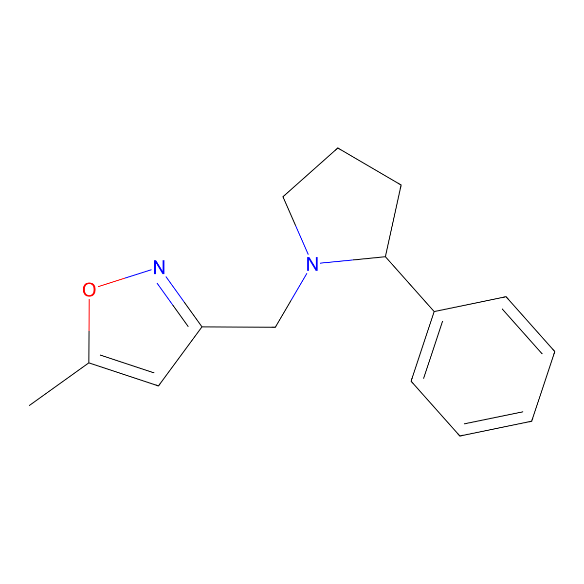 5-Methyl-3-[(2-phenylpyrrolidin-1-yl)methyl]-1,2-oxazole molecular structure, CAS 2181352-95-2