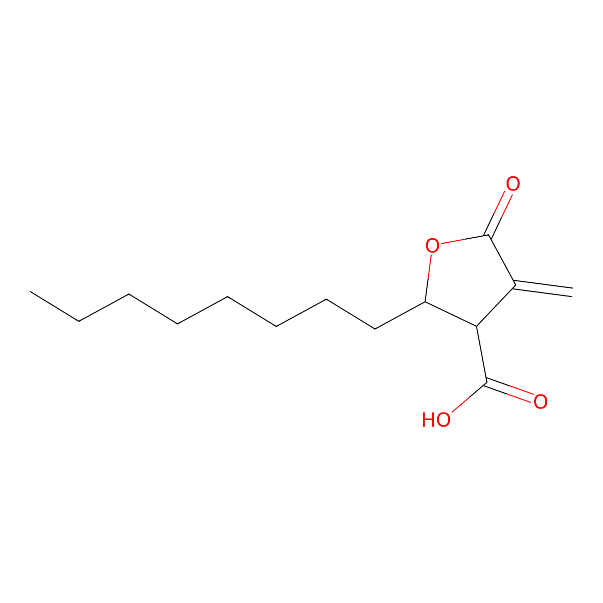 Tetrahydro-4-methylene-2-octyl-5-oxo-3-furancarboxylic acid molecular structure, CAS 218137-86-1