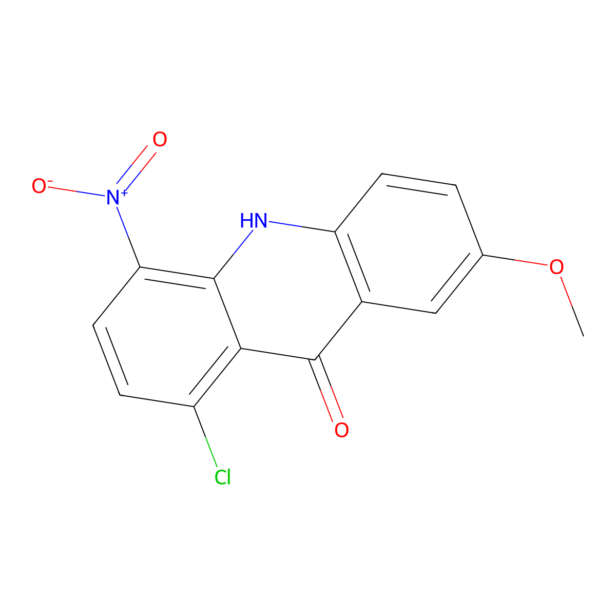 1-chloro-7-methoxy-4-nitro-10H-acridin-9-one molecular structure, CAS 21814-48-2