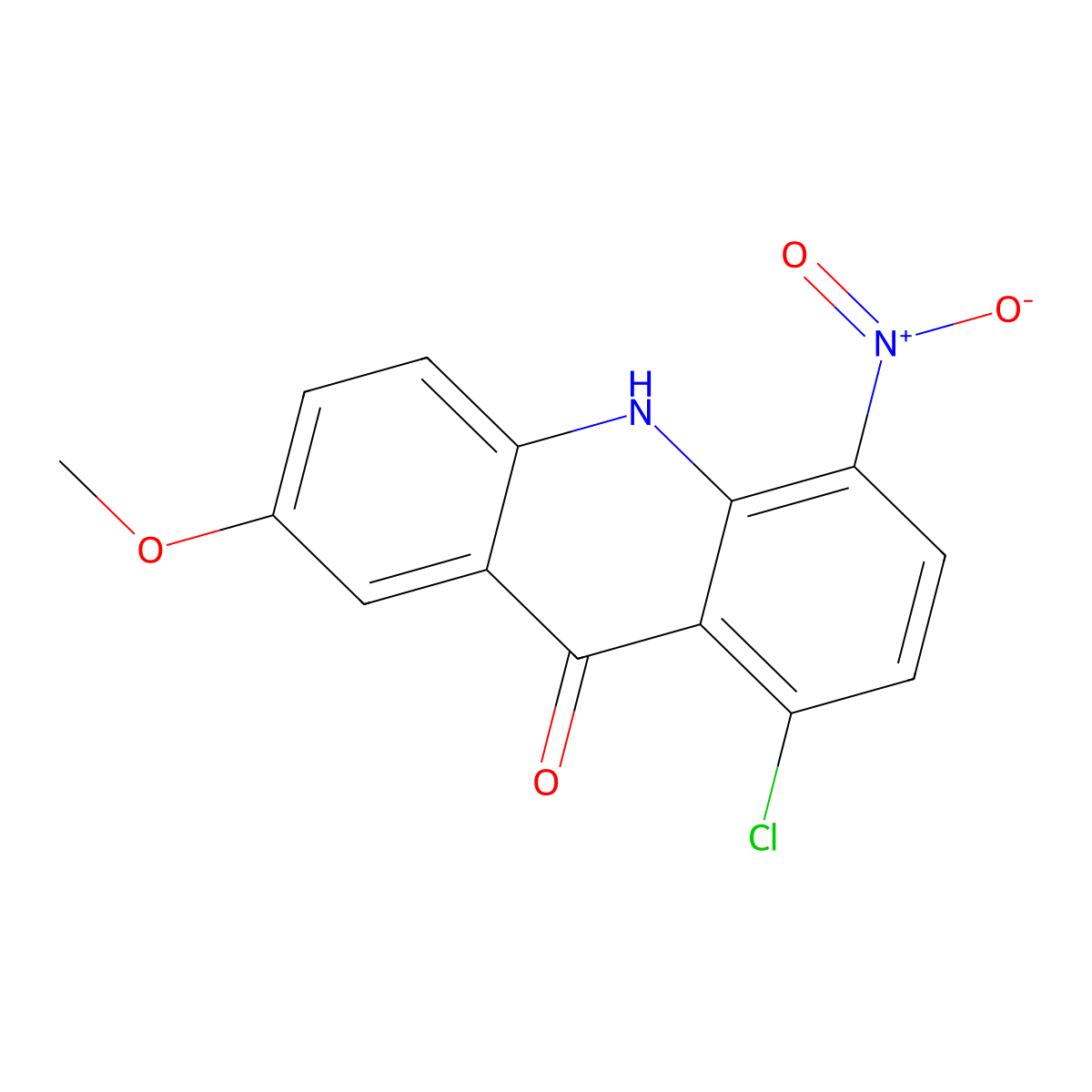 1-chloro-7-methoxy-4-nitro-10H-acridin-9-one molecular structure, CAS 21814-48-2