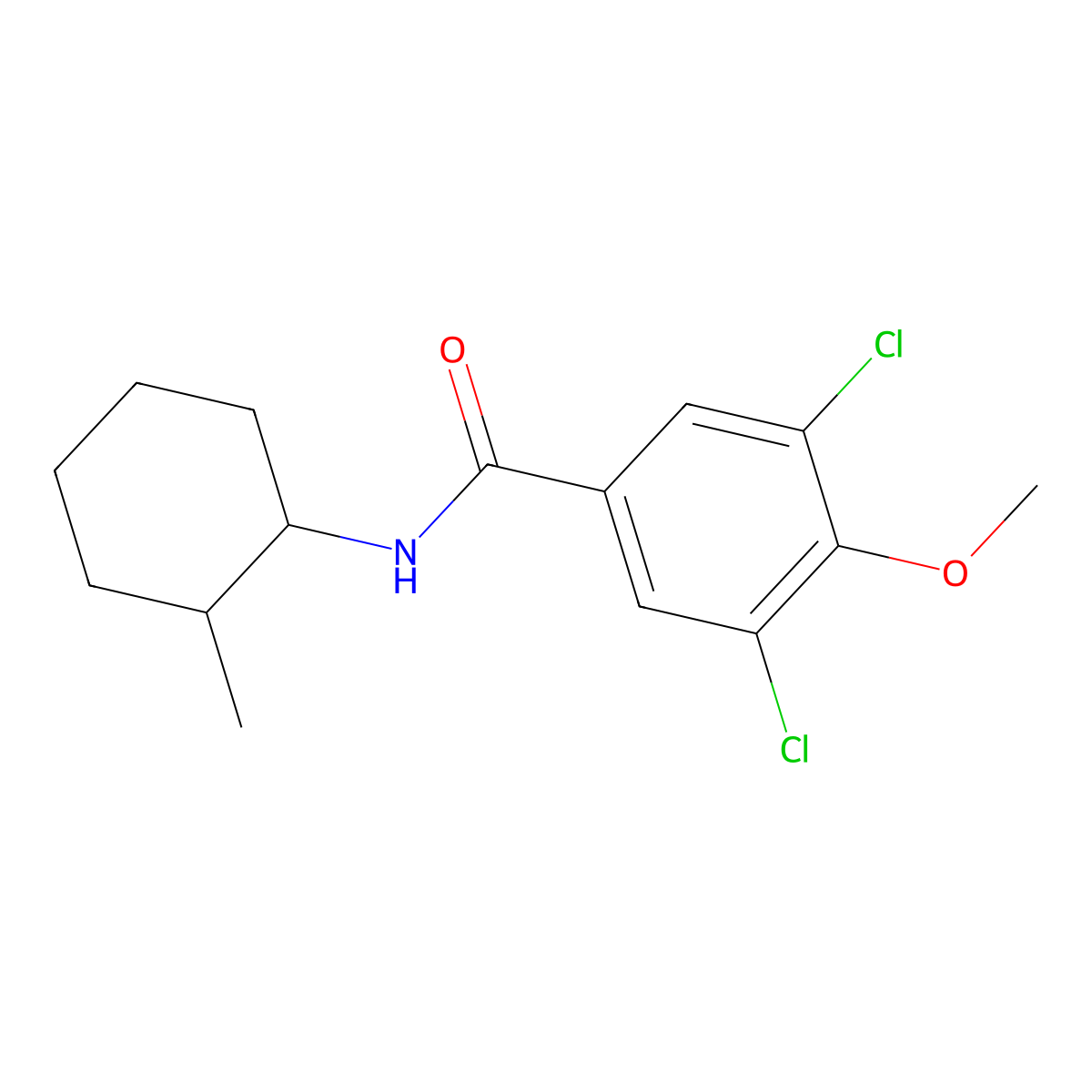 3,5-dichloro-4-methoxy-N-(2-methylcyclohexyl)benzamide molecular structure, CAS 2181425-92-1