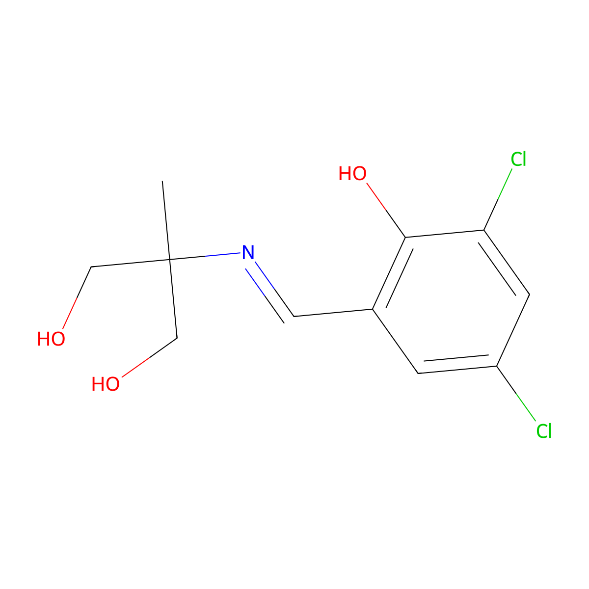2-[(3,5-Dichloro-2-hydroxybenzylidene)amino]-2-methylpropane-1,3-diol molecular structure, CAS 218144-82-2
