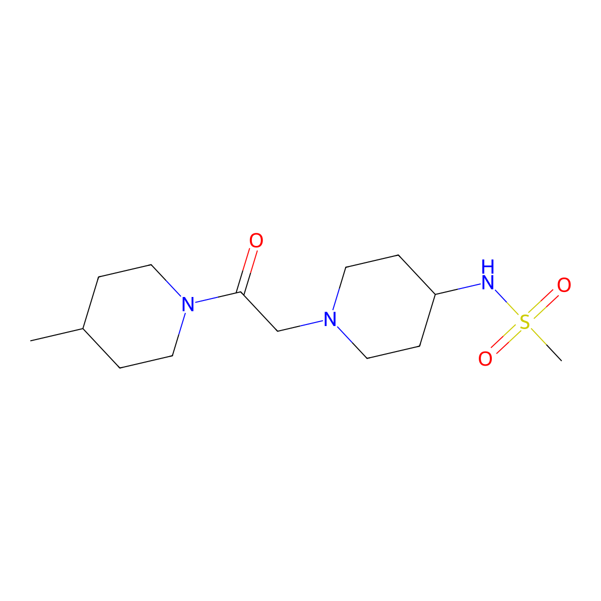 N-{1-[2-(4-methylpiperidin-1-yl)-2-oxoethyl]piperidin-4-yl}methanesulfonamide molecular structure, CAS 2181496-97-7