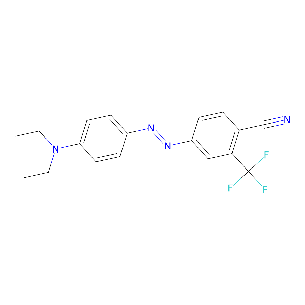 Benzonitrile, 4-[2-[4-(diethylamino)phenyl]diazenyl]-2-(trifluoromethyl)- molecular structure, CAS 218150-95-9