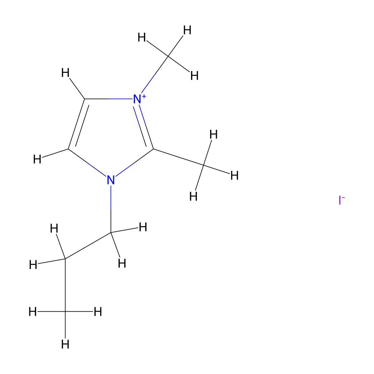 1,2-Dimethyl-3-propylimidazolium Iodide molecular structure, CAS 218151-78-1