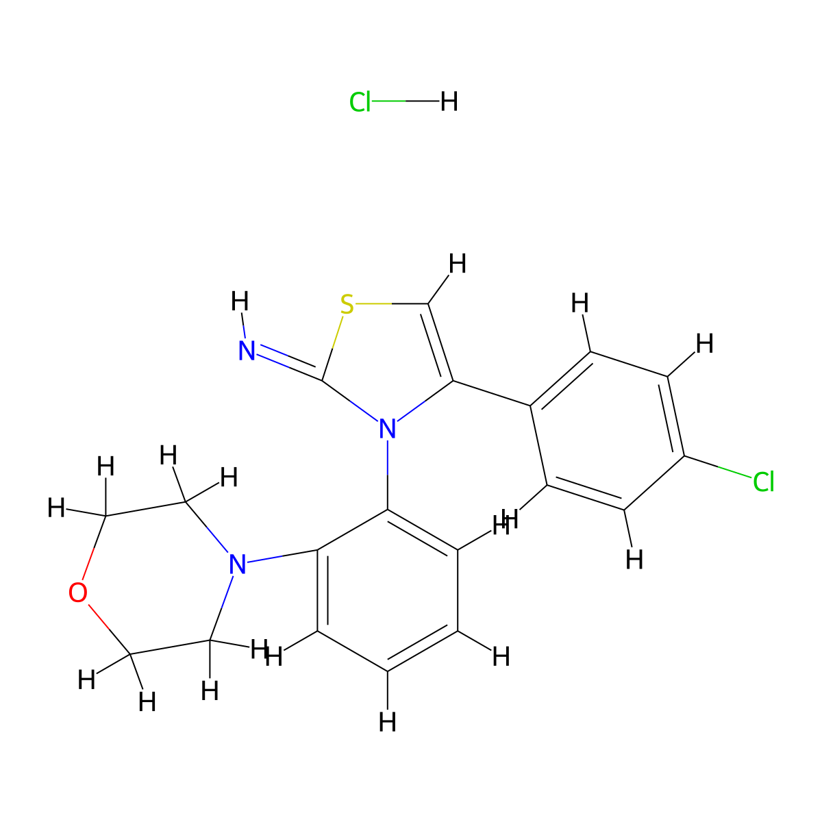 2(3H)-Thiazolimine, 4-(4-chlorophenyl)-3-[2-(4-morpholinyl)phenyl]-, hydrochloride (1:1) molecular structure, CAS 218156-20-8