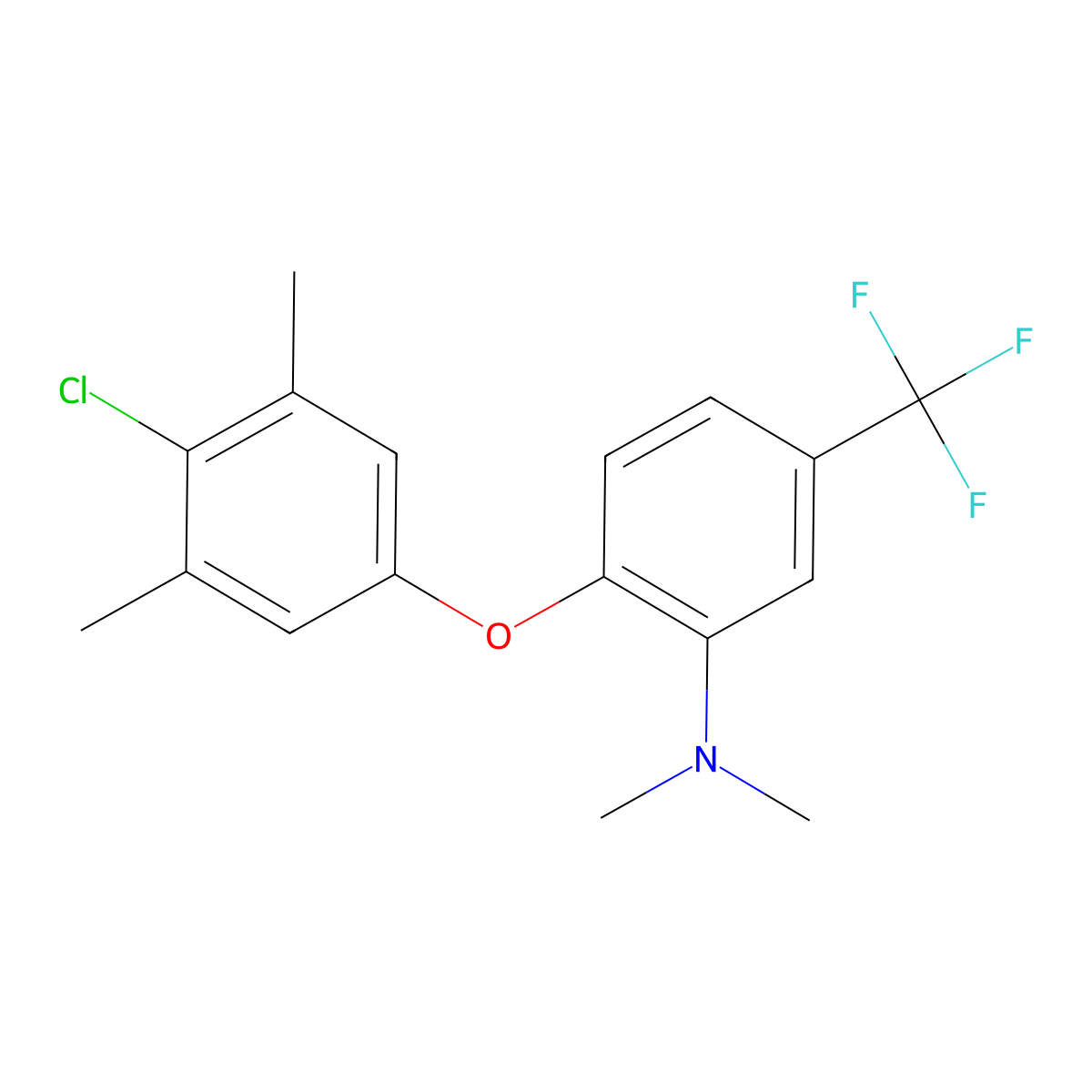 N1,N1-dimethyl-2-(4-chloro-3,5-dimethylphenoxy)-5-(trifluoromethyl)aniline molecular structure, CAS 218156-44-6