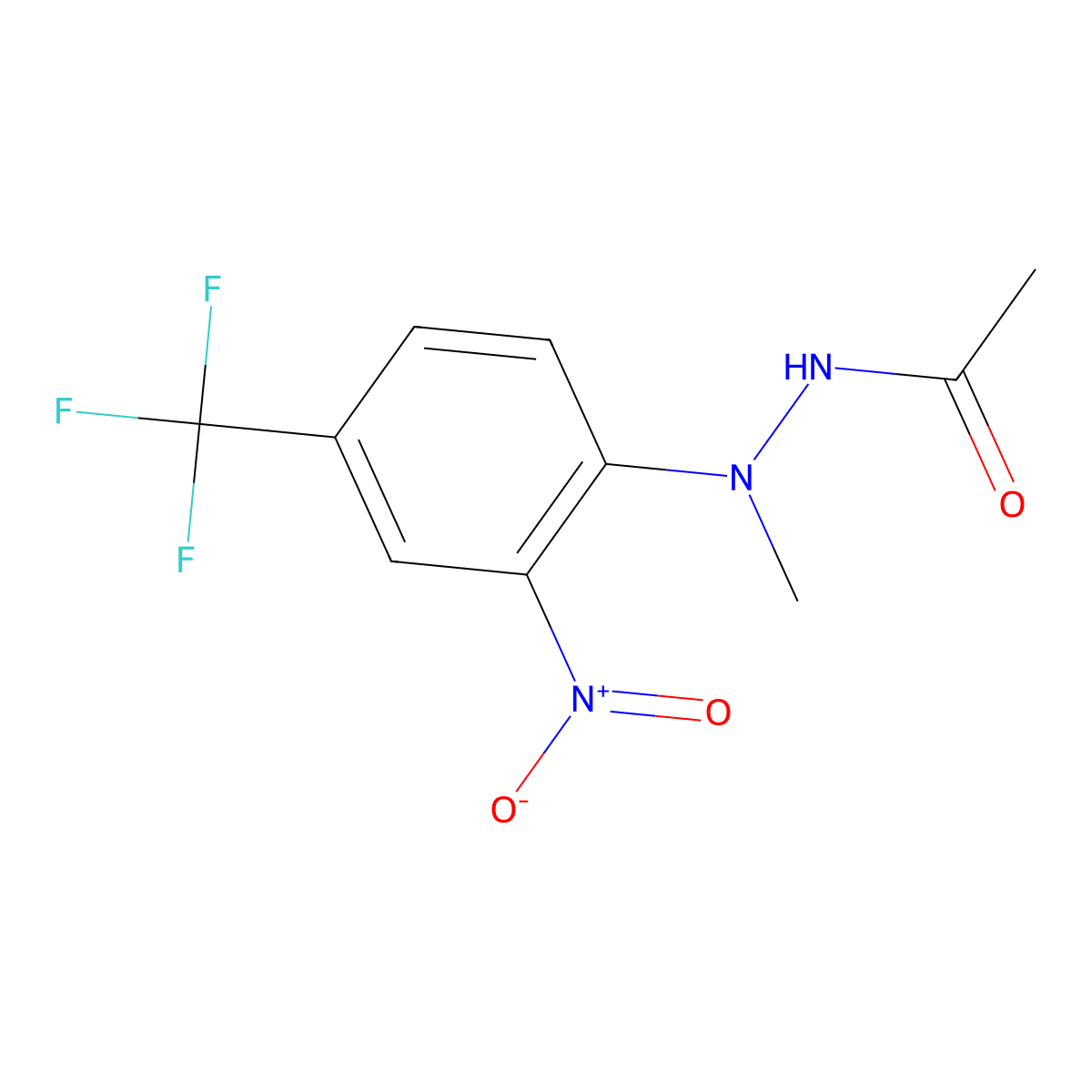 N'-methyl-N'-[2-nitro-4-(trifluoromethyl)phenyl]acetohydrazide molecular structure, CAS 218156-63-9