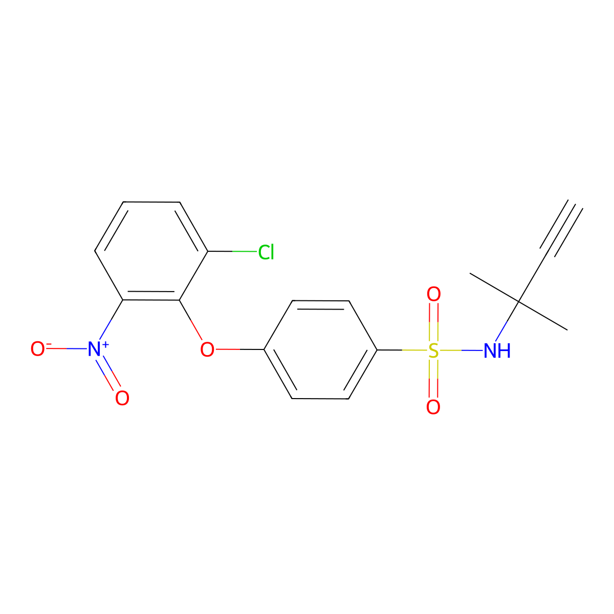 4-(2-Chloro-6-nitrophenoxy)-N-(1,1-dimethyl-2-propyn-1-yl)benzenesulfonamide molecular structure, CAS 218156-95-7