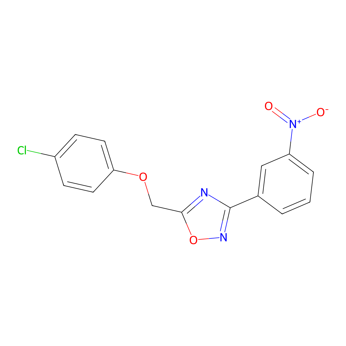 5-[(4-Chlorophenoxy)methyl]-3-(3-nitrophenyl)-1,2,4-oxadiazole molecular structure, CAS 218157-24-5