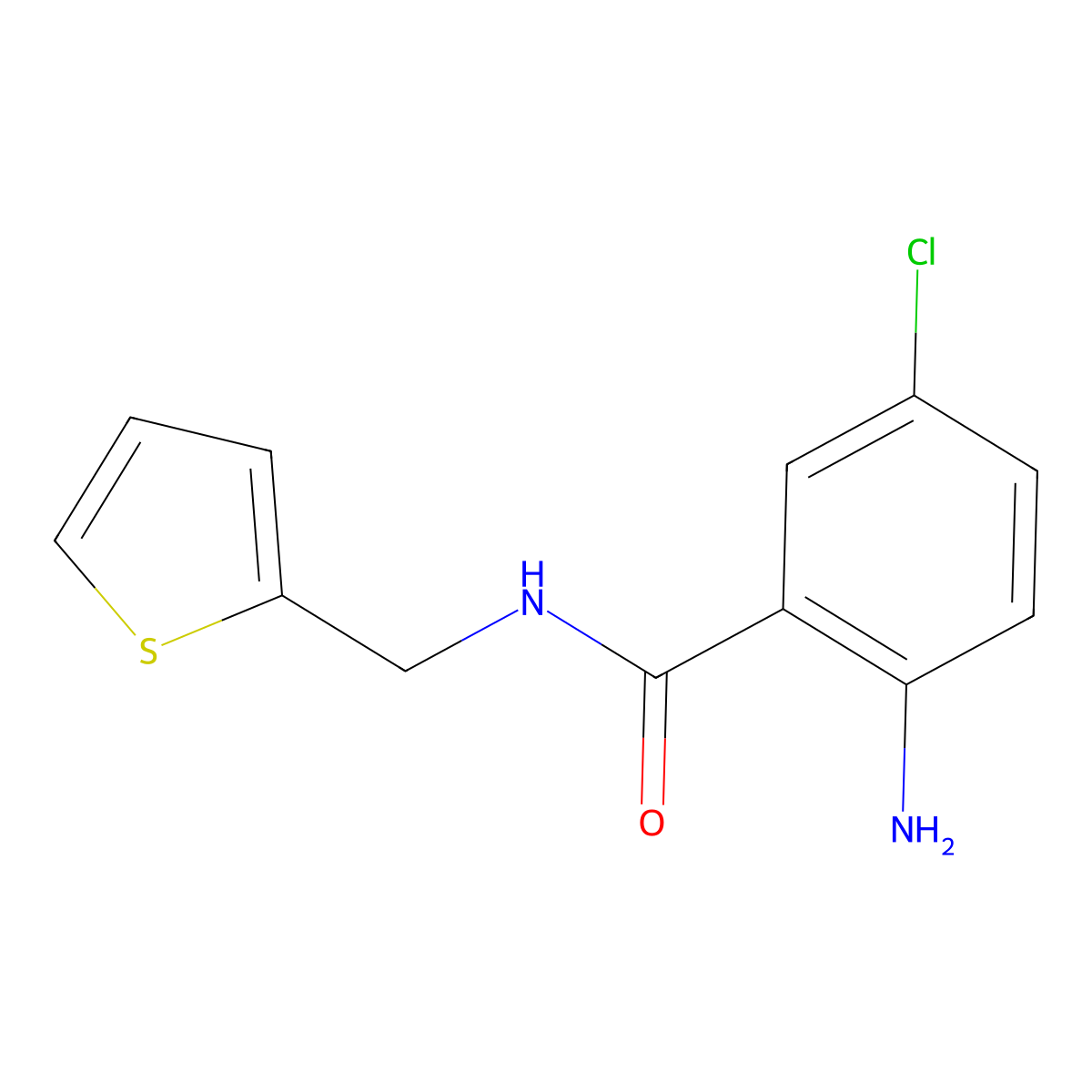 2-amino-5-chloro-N-(thiophen-2-ylmethyl)benzamide molecular structure, CAS 218158-01-1