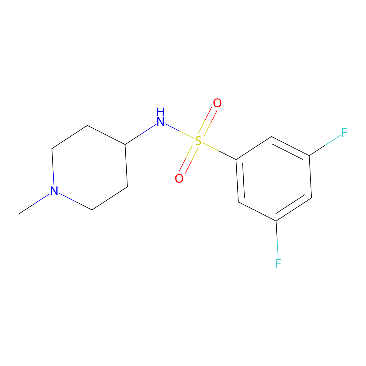 3,5-difluoro-N-(1-methylpiperidin-4-yl)benzene-1-sulfonamide molecular structure, CAS 2181637-19-2