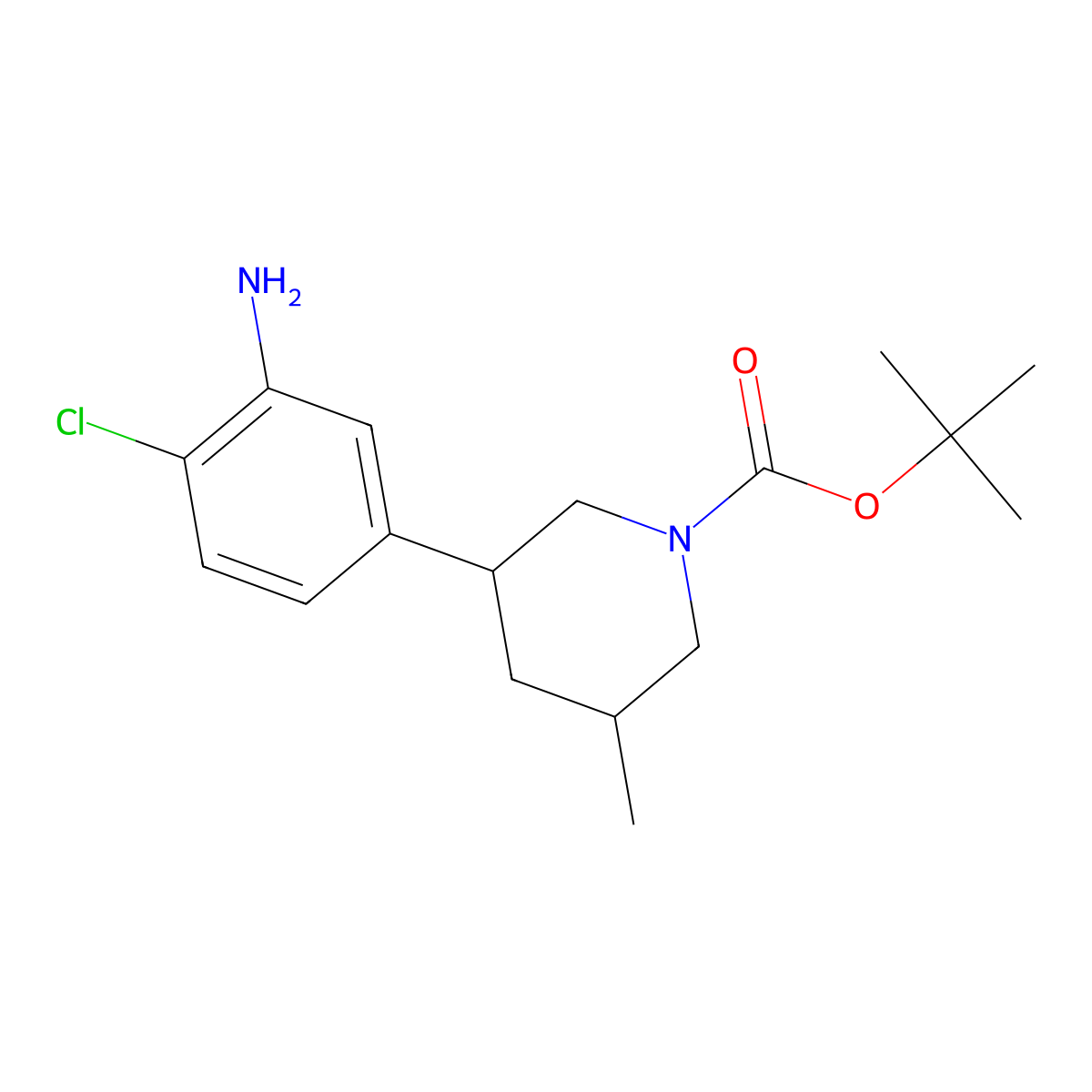 tert-Butyl 3-(3-Amino-4-chlorophenyl)-5-methylpiperidine-1-carboxylate molecular structure, CAS 2181780-03-8