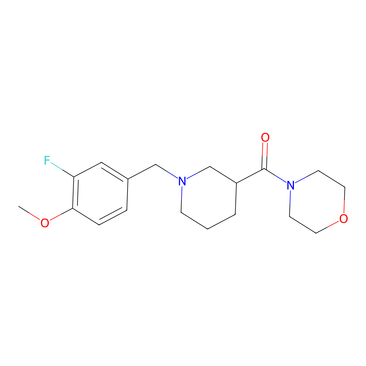 4-{1-[(3-Fluoro-4-methoxyphenyl)methyl]piperidine-3-carbonyl}morpholine molecular structure, CAS 2181782-25-0