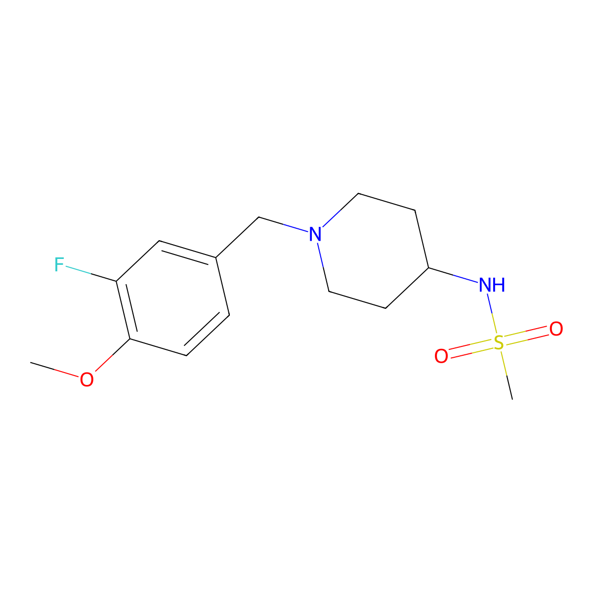 N-{1-[(3-fluoro-4-methoxyphenyl)methyl]piperidin-4-yl}methanesulfonamide molecular structure, CAS 2181782-27-2