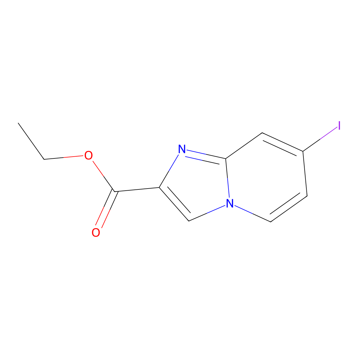 Ethyl 7-iodoimidazo[1,2-a]pyridine-2-carboxylate molecular structure, CAS 2181821-95-2