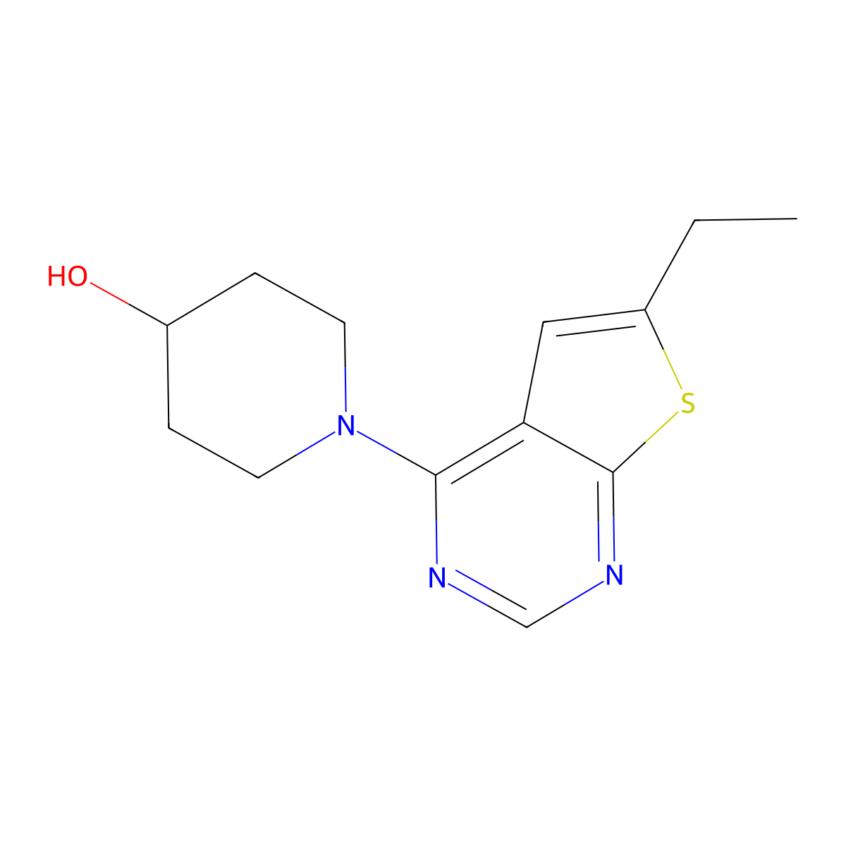1-{6-Ethylthieno[2,3-d]pyrimidin-4-yl}piperidin-4-ol molecular structure, CAS 2181827-52-9
