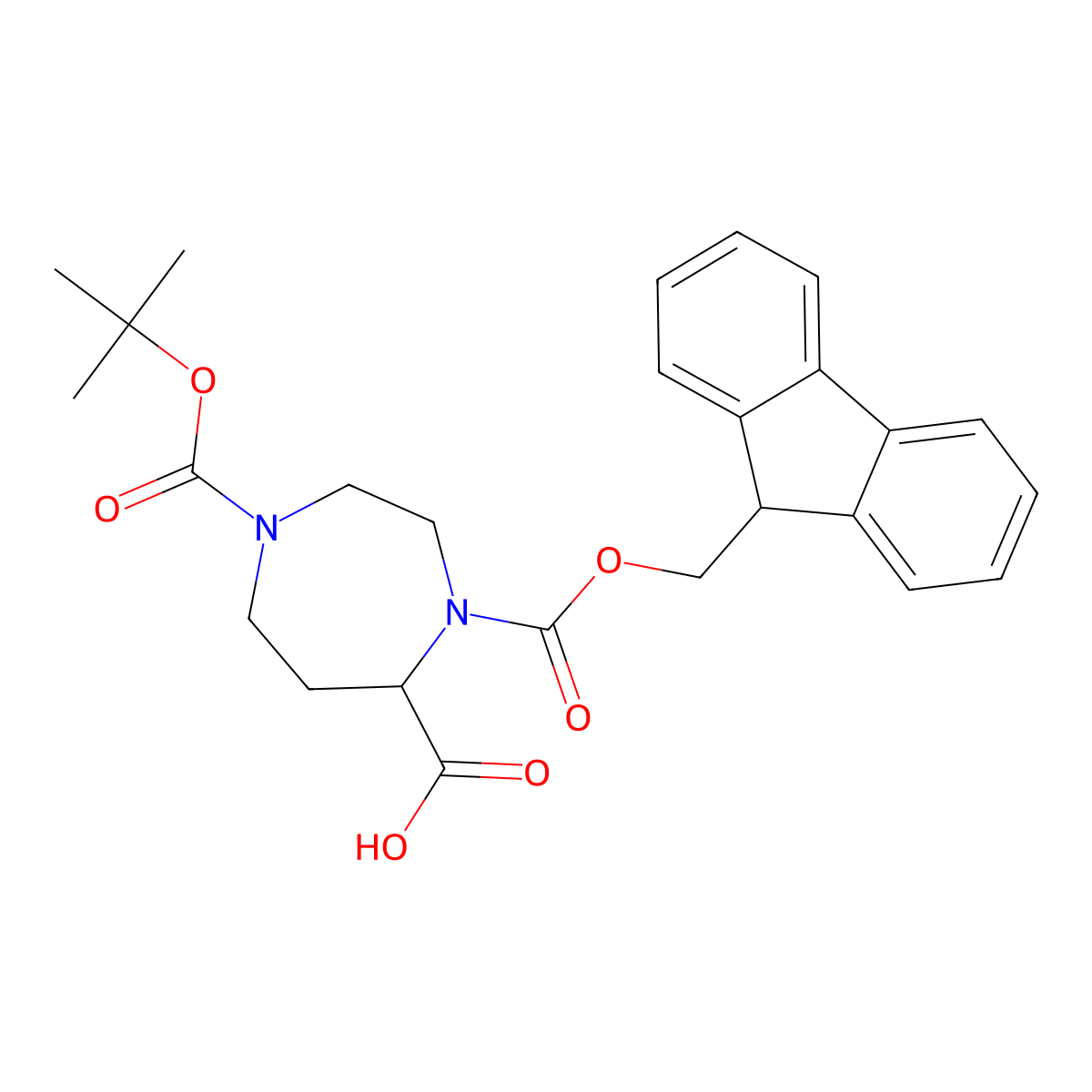 1-[(tert-butoxy)carbonyl]-4-{[(9H-fluoren-9-yl)methoxy]carbonyl}-1,4-diazepane-5-carboxylic acid molecular structure, CAS 2181828-84-0