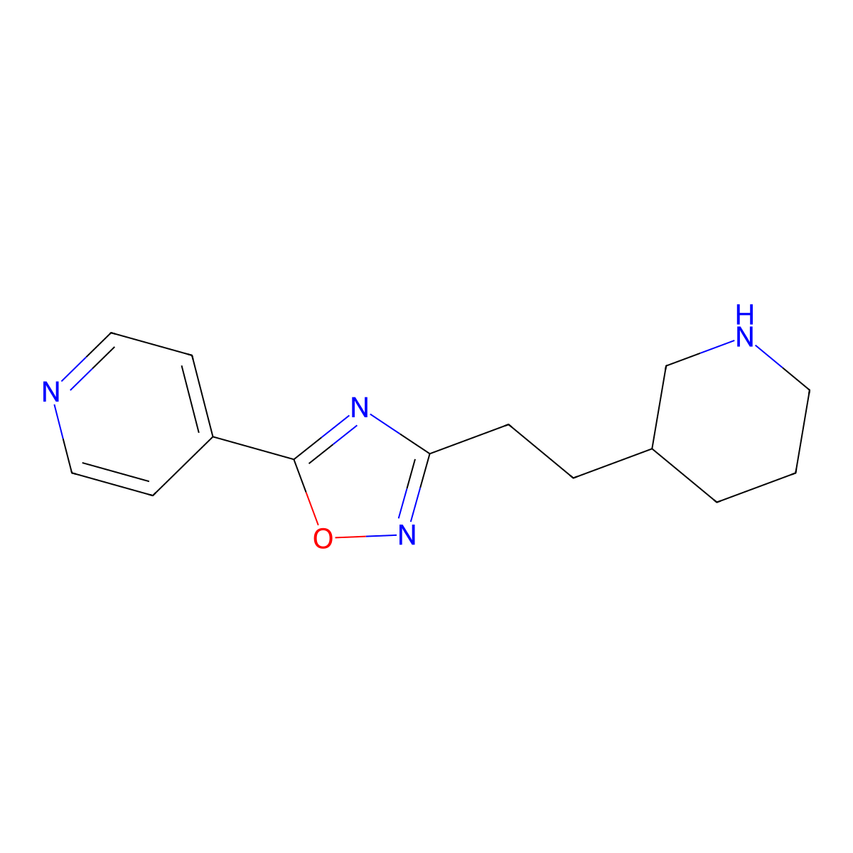 4-{3-[2-(Piperidin-3-YL)ethyl]-1,2,4-oxadiazol-5-YL}pyridine molecular structure, CAS 2181829-09-2