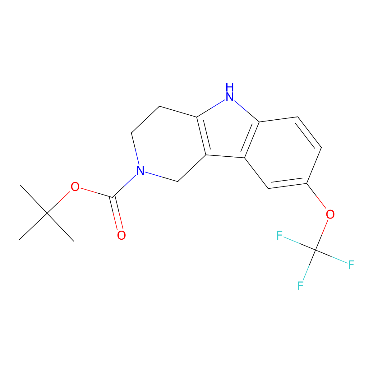 Tert-butyl 8-(trifluoromethoxy)-1,3,4,5-tetrahydro-2H-pyrido[4,3-B]indole-2-carboxylate molecular structure, CAS 2181829-37-6