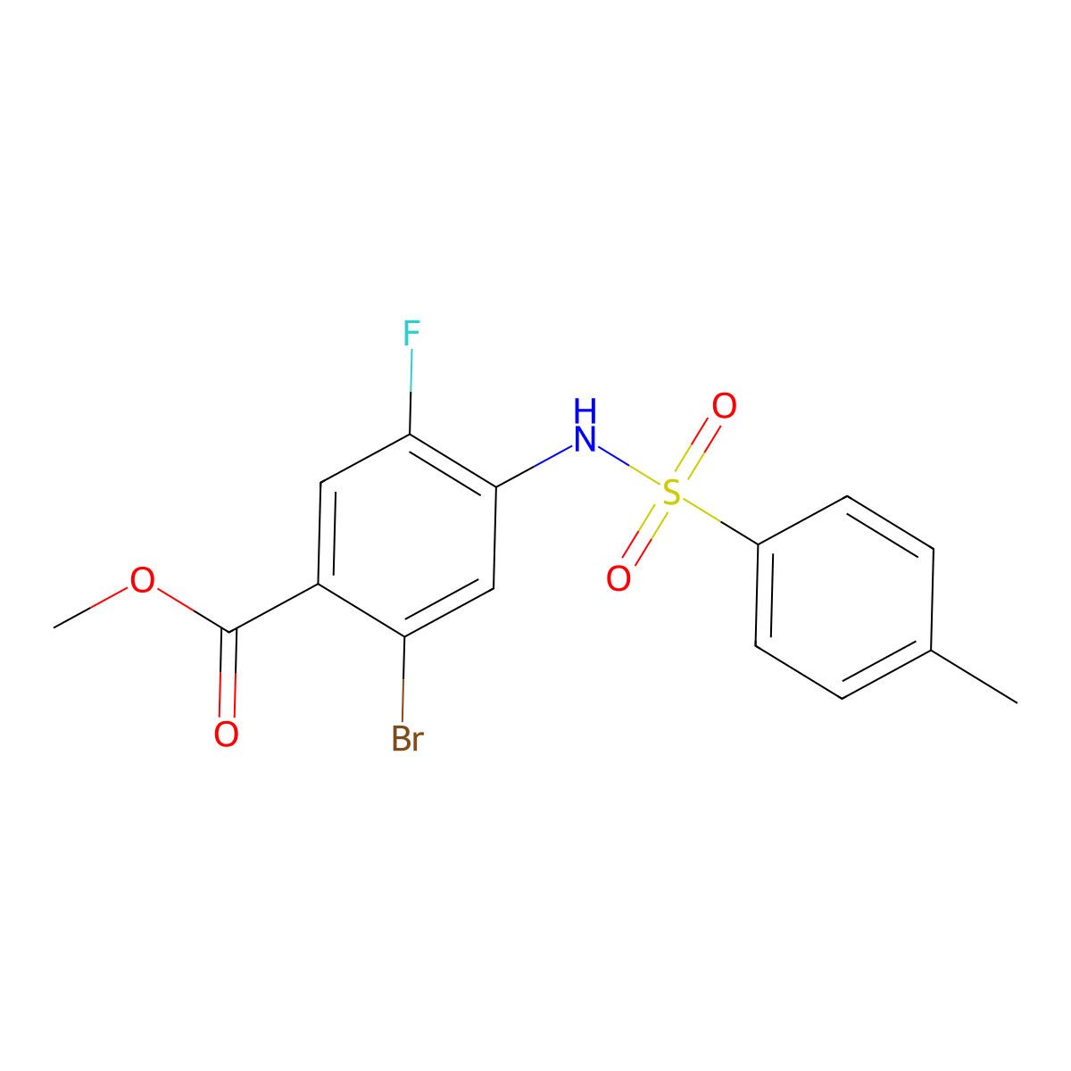 Methyl 2-Bromo-5-fluoro-4-(4-methylphenylsulfonamido)benzoate molecular structure, CAS 2181829-39-8