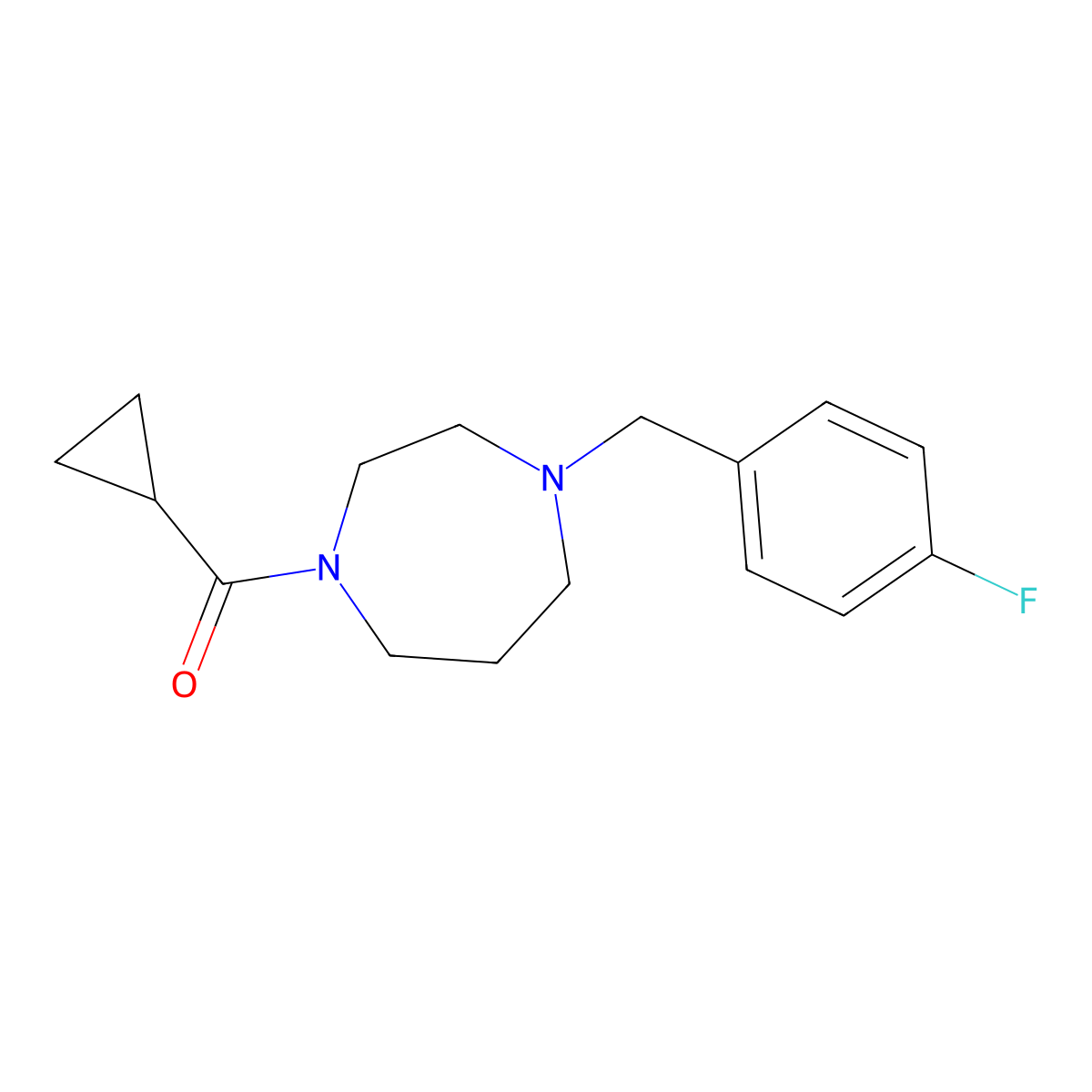 1-Cyclopropanecarbonyl-4-[(4-fluorophenyl)methyl]-1,4-diazepane molecular structure, CAS 2181927-90-0