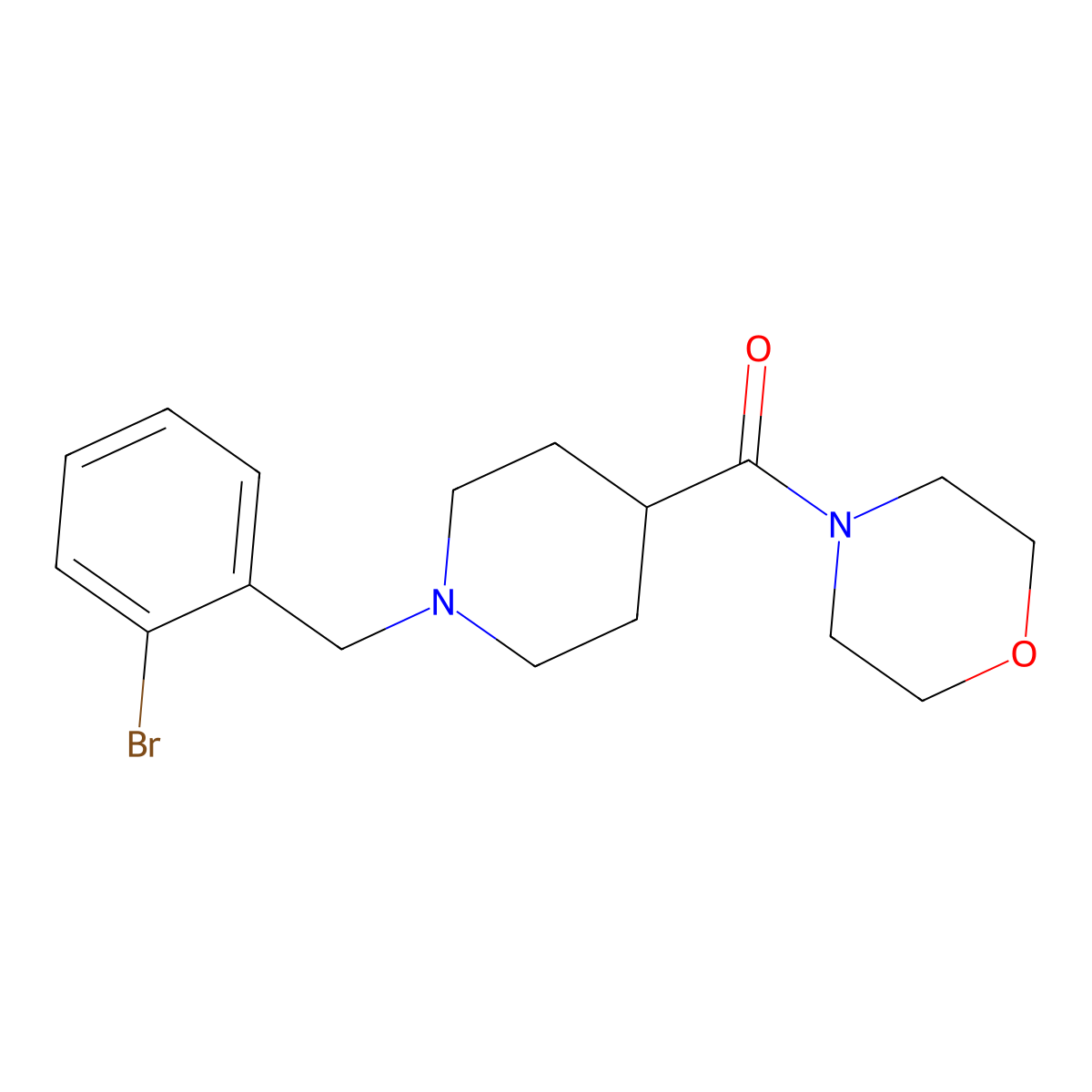 4-{1-[(2-Bromophenyl)methyl]piperidine-4-carbonyl}morpholine molecular structure, CAS 2182016-03-9