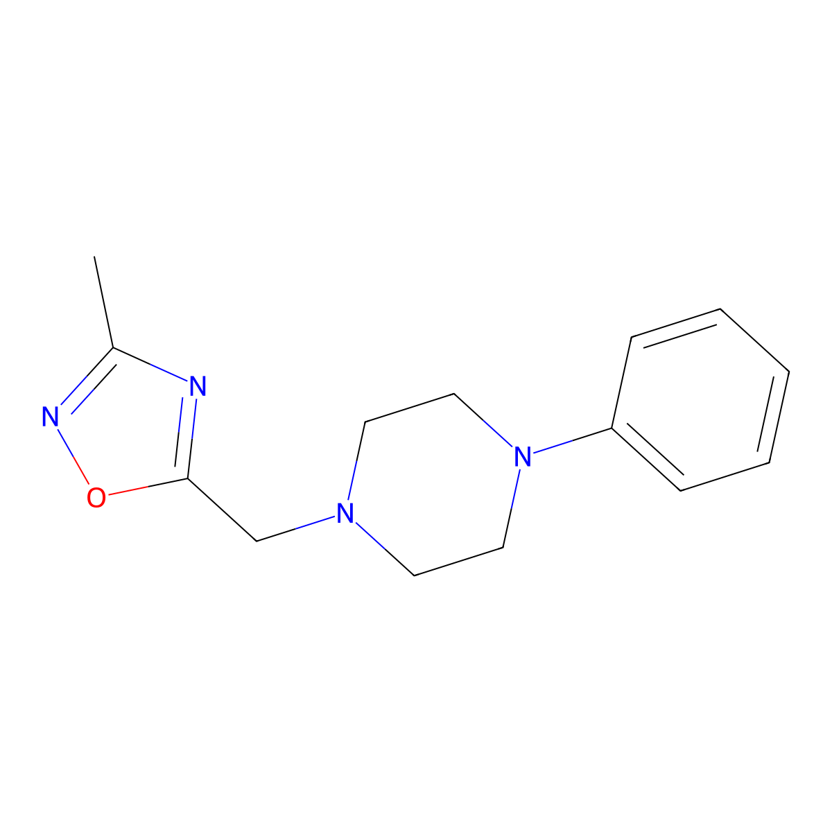 1-[(3-Methyl-1,2,4-oxadiazol-5-yl)methyl]-4-phenylpiperazine molecular structure, CAS 2182152-30-1