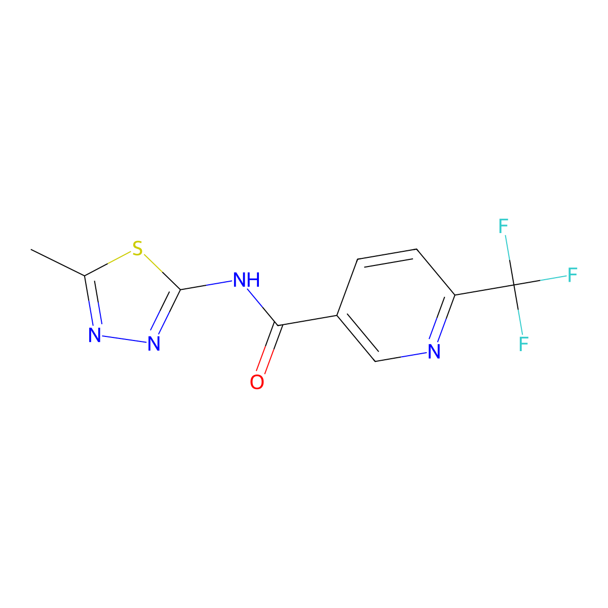N-(5-methyl-1,3,4-thiadiazol-2-yl)-6-(trifluoromethyl)pyridine-3-carboxamide molecular structure, CAS 2182285-35-2