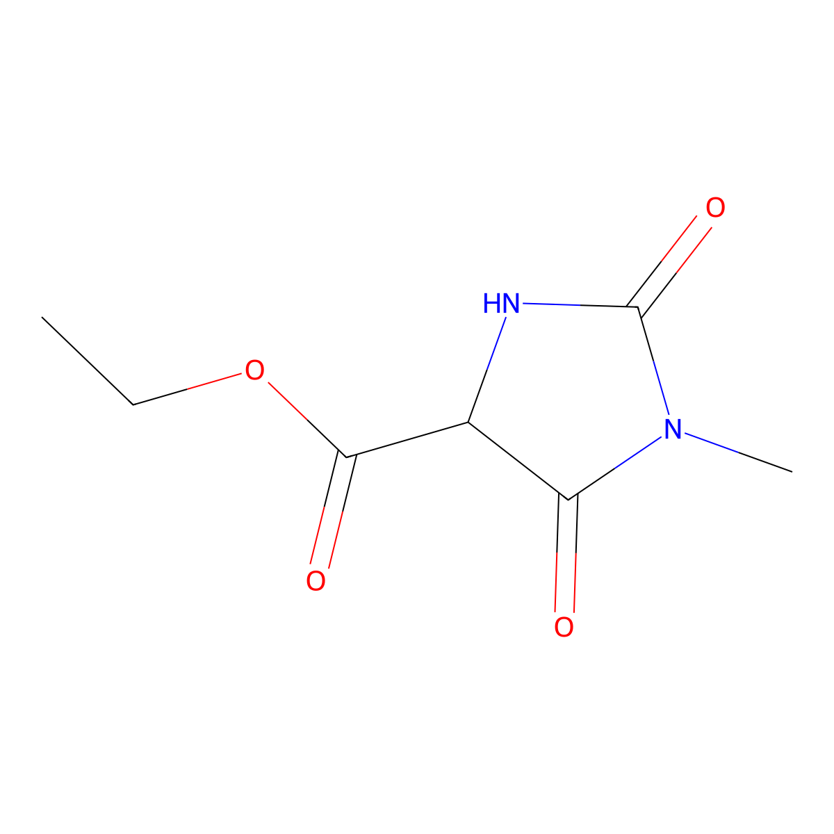 Ethyl 1-methyl-2,5-dioxoimidazolidine-4-carboxylate molecular structure, CAS 21823-24-5