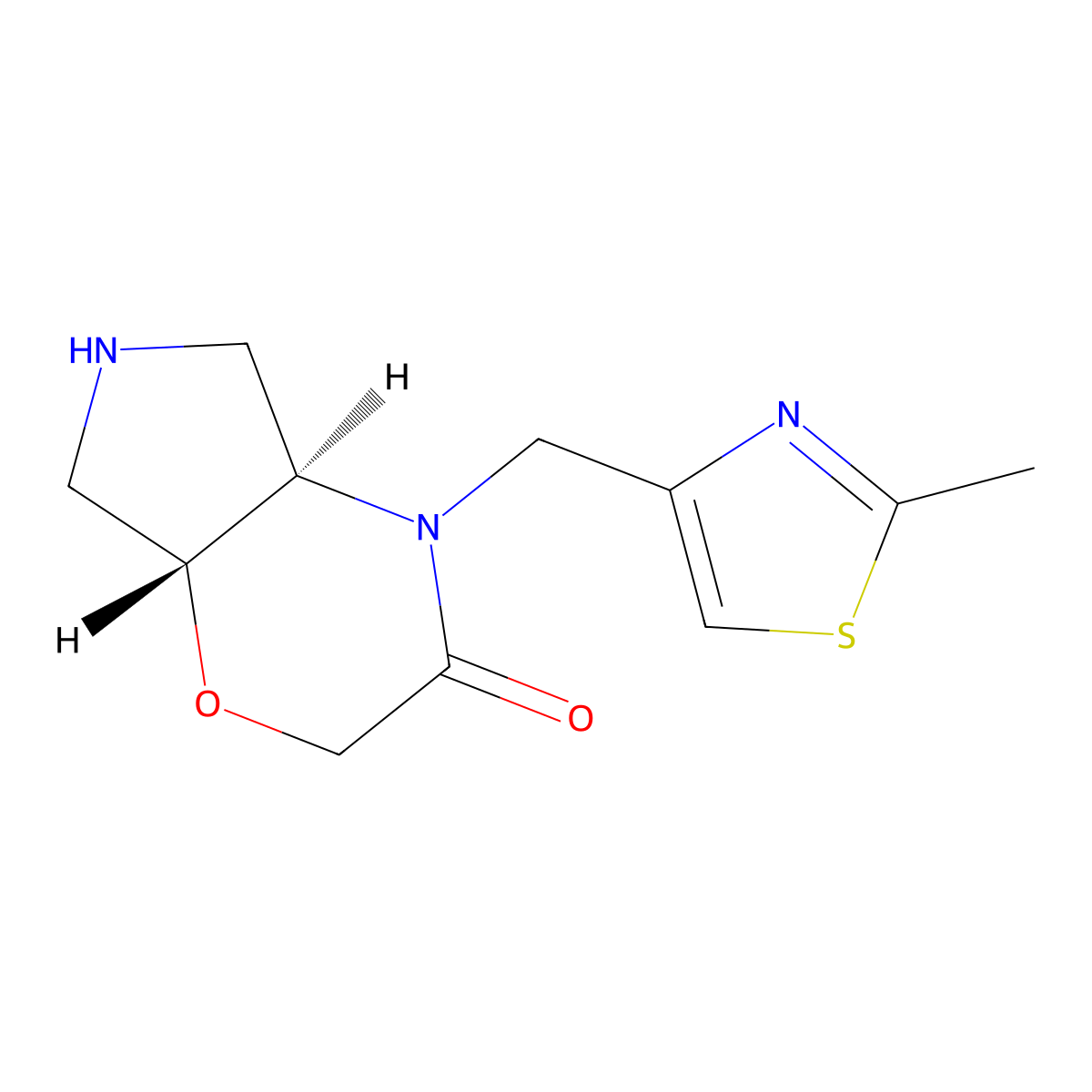 rel-(4aR,7aR)-4-((2-methylthiazol-4-yl)methyl)hexahydropyrrolo[3,4-b][1,4]oxazin-3(2H)-one molecular structure, CAS 2182481-61-2