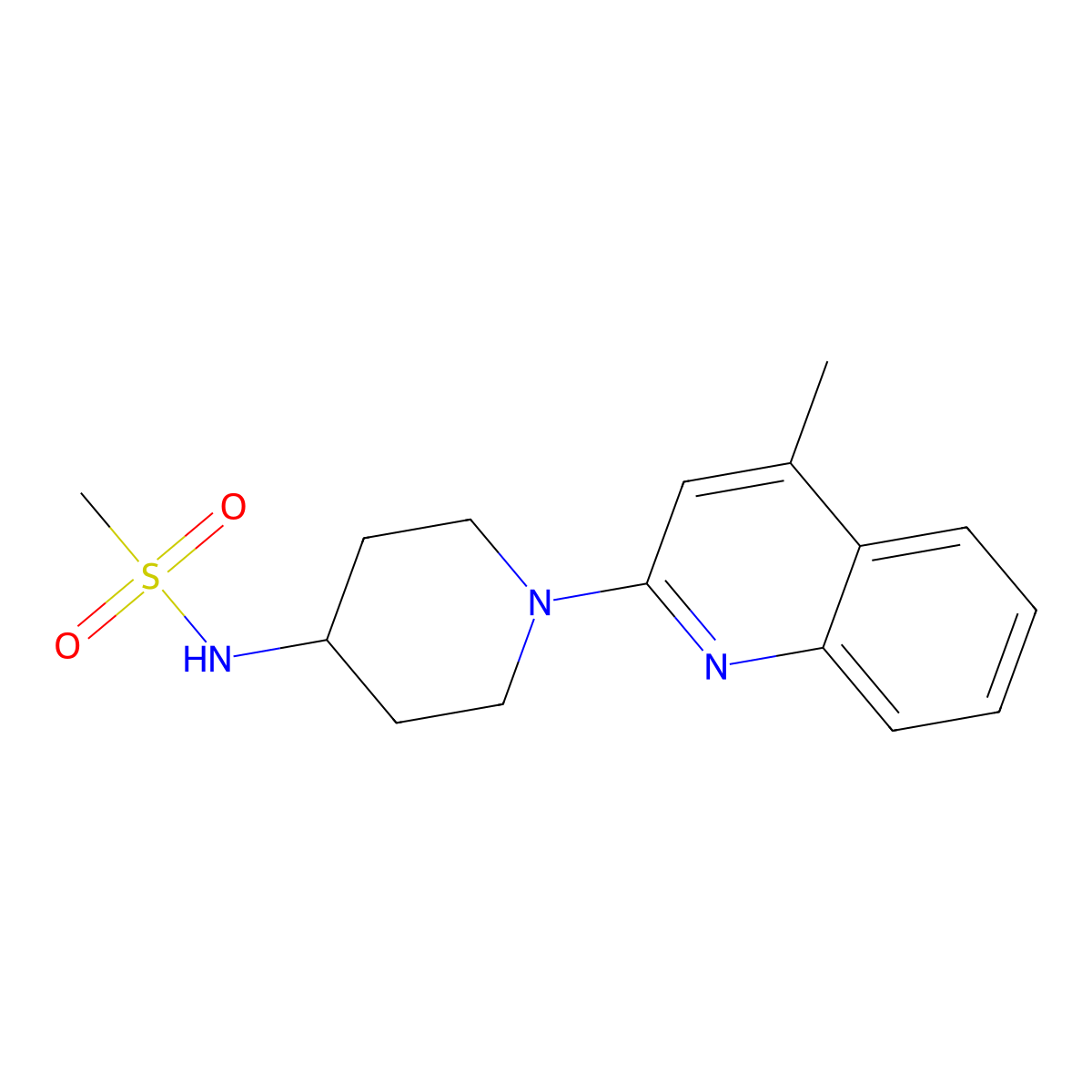 N-[1-(4-methylquinolin-2-yl)piperidin-4-yl]methanesulfonamide molecular structure, CAS 2182534-03-6