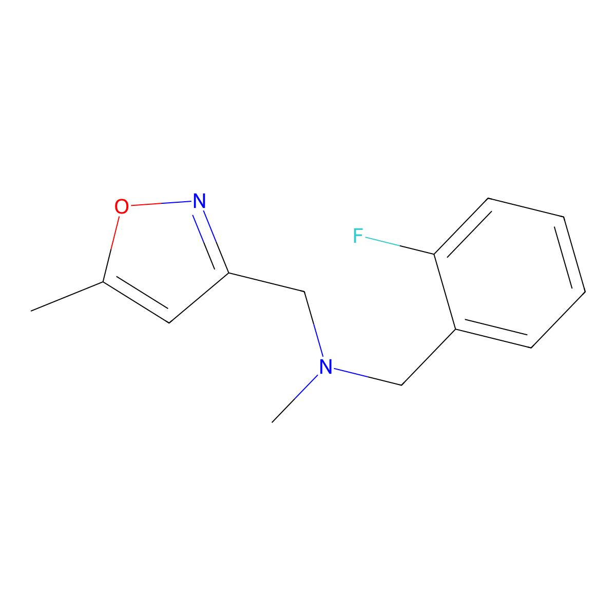 [(2-Fluorophenyl)methyl](methyl)[(5-methyl-1,2-oxazol-3-yl)methyl]amine molecular structure, CAS 2182578-16-9
