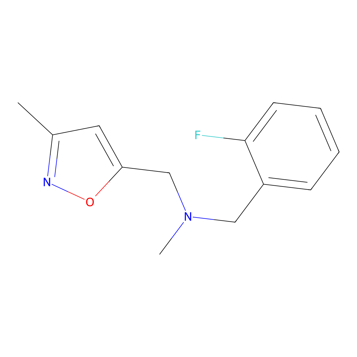 [(2-Fluorophenyl)methyl](methyl)[(3-methyl-1,2-oxazol-5-yl)methyl]amine molecular structure, CAS 2182578-19-2
