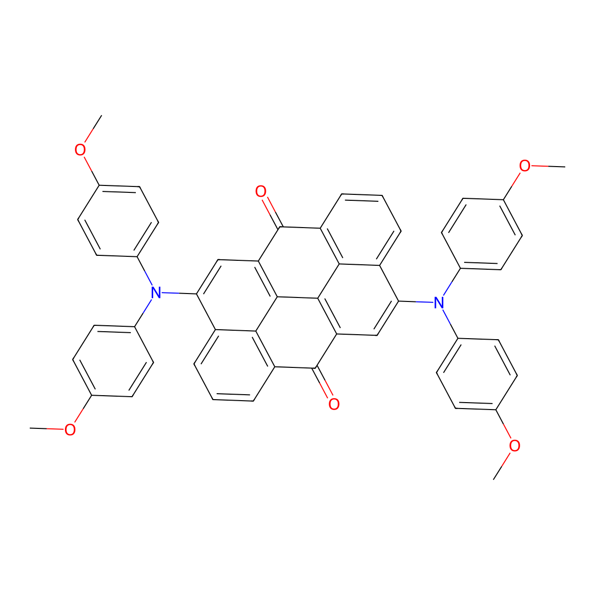 4,10-Bis(bis(4-methoxyphenyl)amino)naphtho[7,8,1,2,3-nopqr]tetraphene-6,12-dione molecular structure, CAS 2182594-58-5