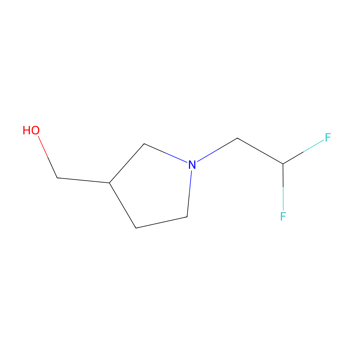 ((3S)-1-(2,2-difluoroethyl)pyrrolidin-3-yl)methanol molecular structure, CAS 2182597-20-0