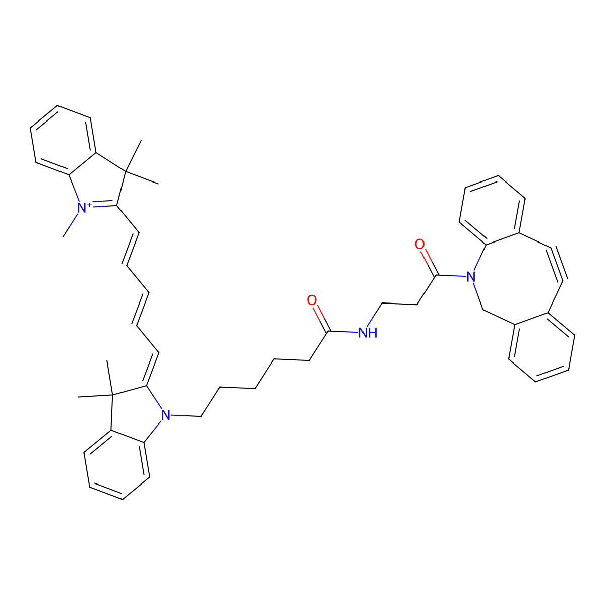 2-[5-[1-[6-[[3-(11,12-Didehydrodibenz[b,f]azocin-5(6H)-yl)-3-oxopropyl]amino]-6-oxohexyl]-1,3-dihydro-3,3-dimethyl-2H-indol-2-ylidene]-1,3-pentadien-1-yl]-1,3,3-trimethyl-3H-Indolium molecular structure, CAS 2182601-71-2