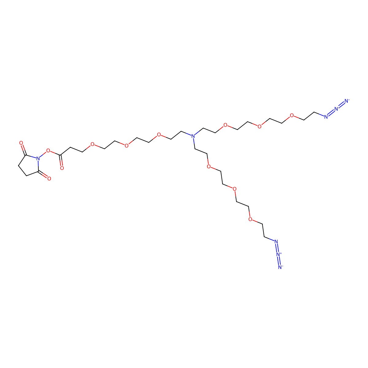 N-(NHS-PEG3)-N-bis(PEG3-azide) molecular structure, CAS 2182602-16-8