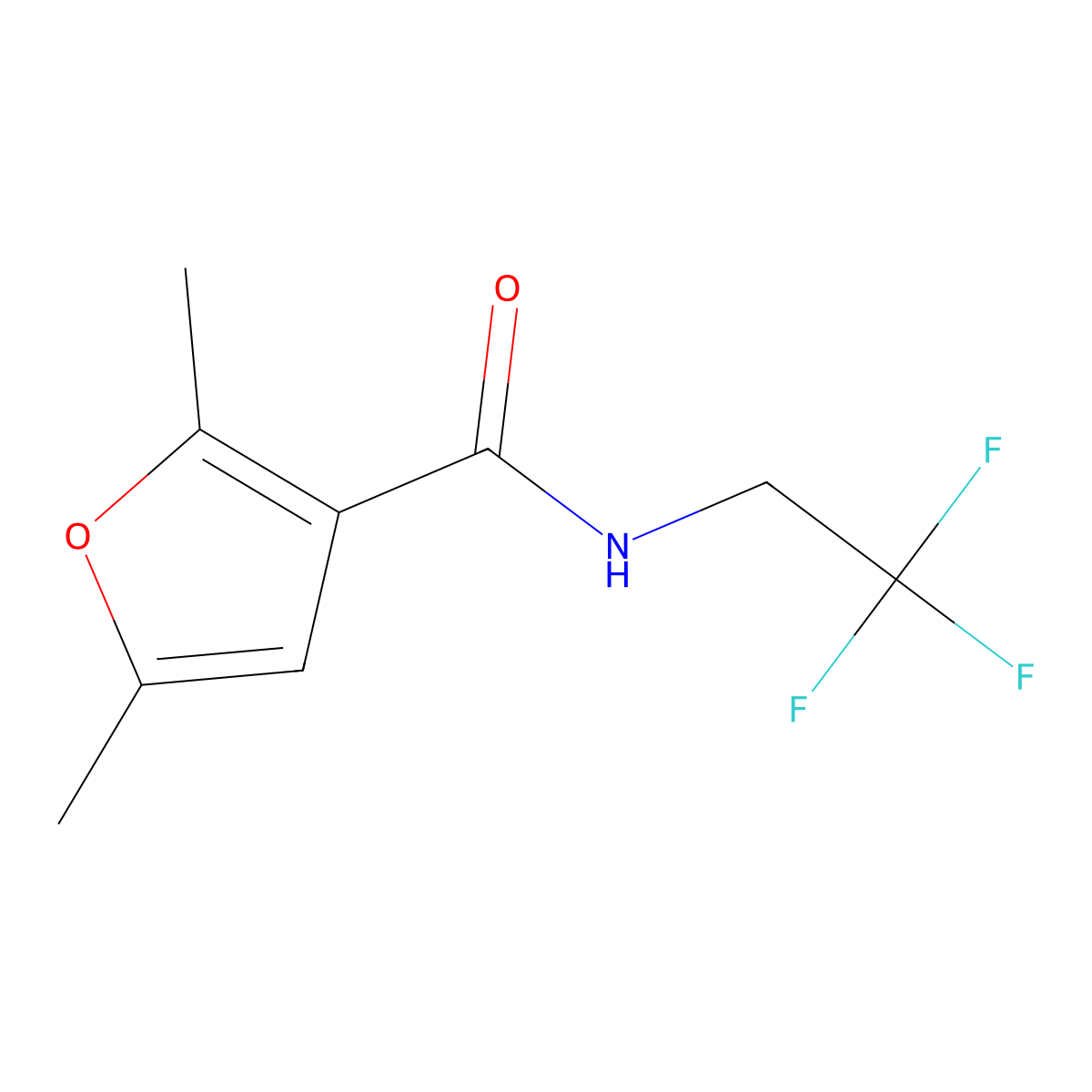 2,5-Dimethyl-N-(2,2,2-trifluoroethyl)furan-3-carboxamide molecular structure, CAS 2182612-86-6