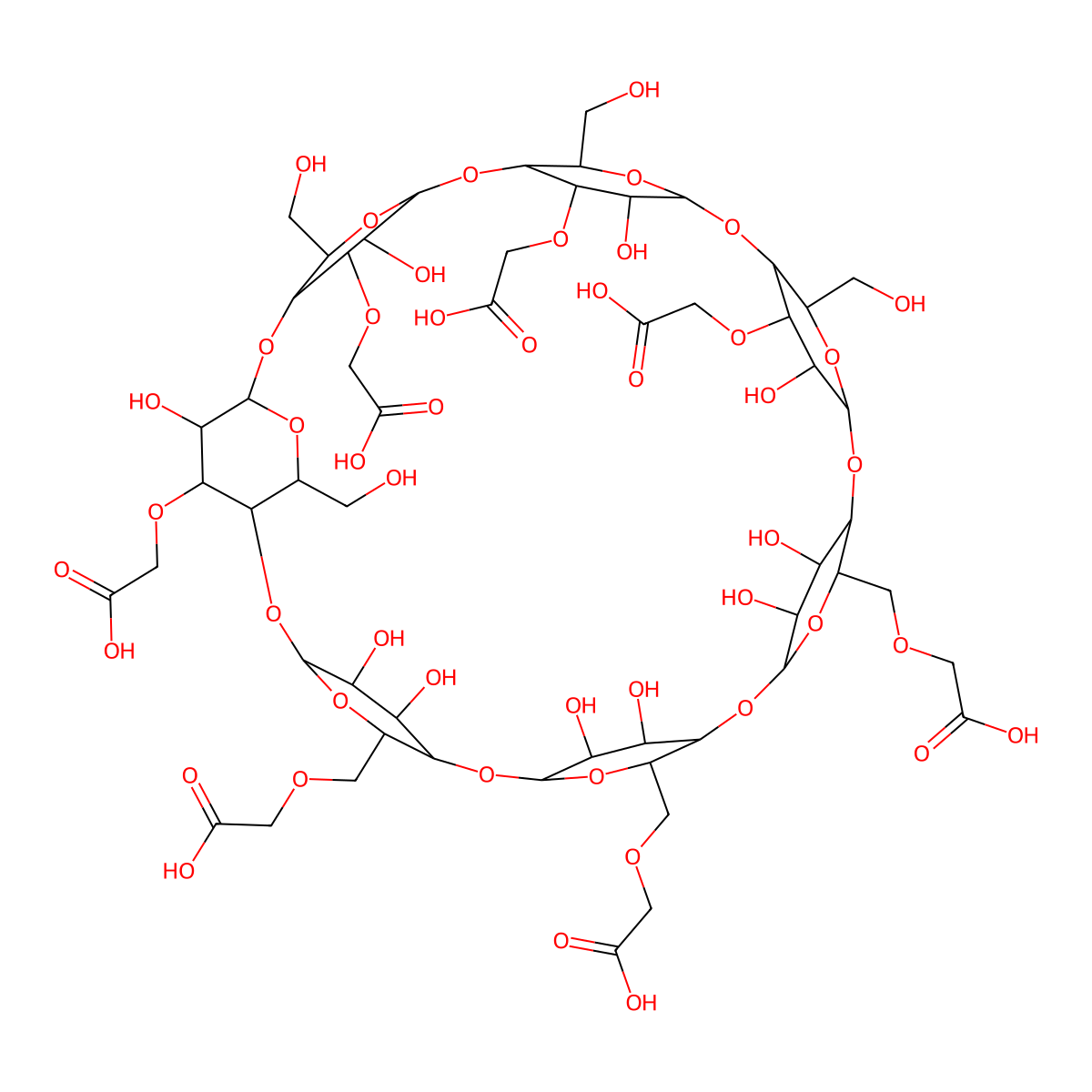 Carboxymethyl beta-cyclodextrin molecular structure, CAS 218269-34-2
