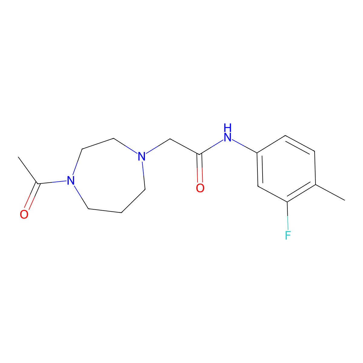 2-(4-acetyl-1,4-diazepan-1-yl)-N-(3-fluoro-4-methylphenyl)acetamide molecular structure, CAS 2182738-71-0